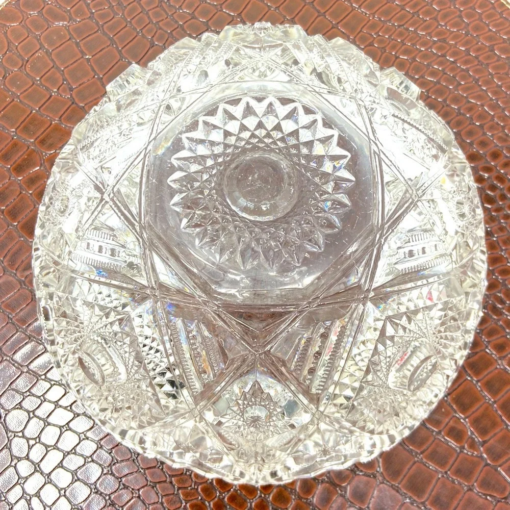 American Brilliant Period Clear Cut Glass Bowl 9.5”